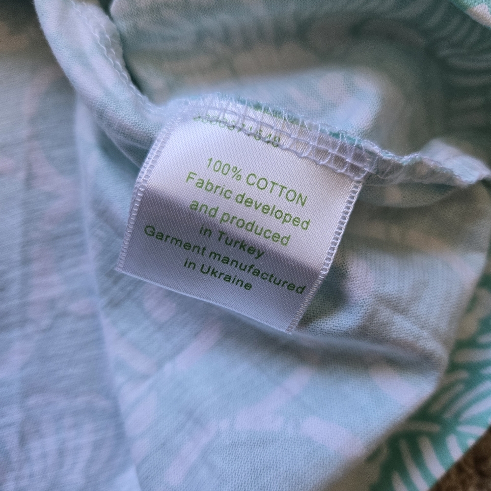 Garnet Hill Green Cotton Sleep Shirt Womens XL oriental Lightweight Pullover - Picture 8 of 11